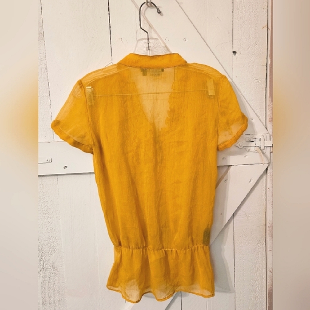 Parallel Yellow Sheer Ruffle Blouse - Picture 2 of 6
